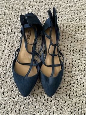 Seychelles Denim-Style Navy Strappy Pointed Flats